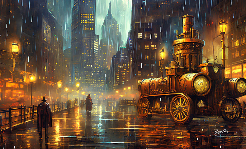 AI生成雨の日のデジタルアート